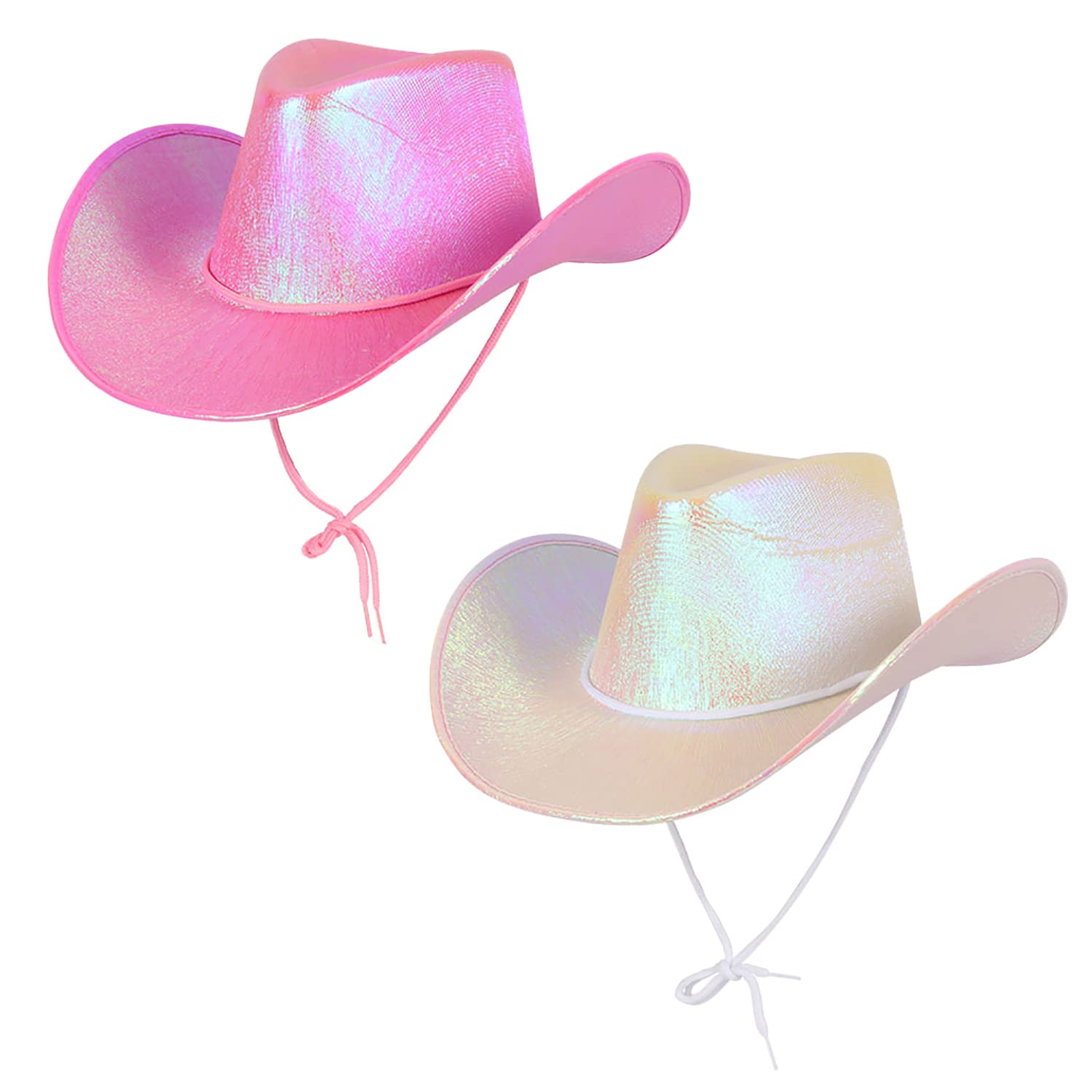 My Illusions Pink & White Iridescent Cowboy Hats