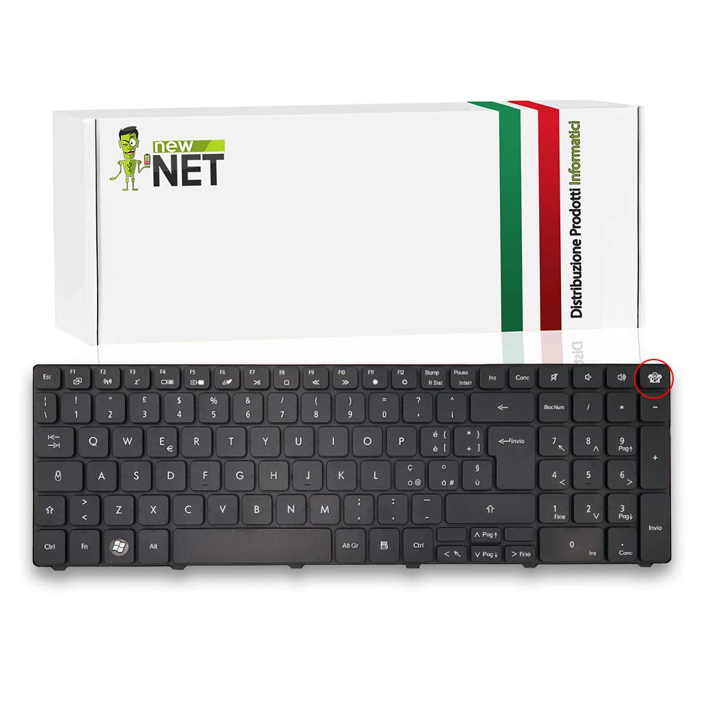 Tastiera Italiana NewNet Per Notebook Acer Aspire E TravelMate: Layout QWERTY, Compatibile Con Numerosi Modelli (5200, 5250, 5740, 5750, 5735, 7740, EMachines E440, E640, G630 E Altri) - 5