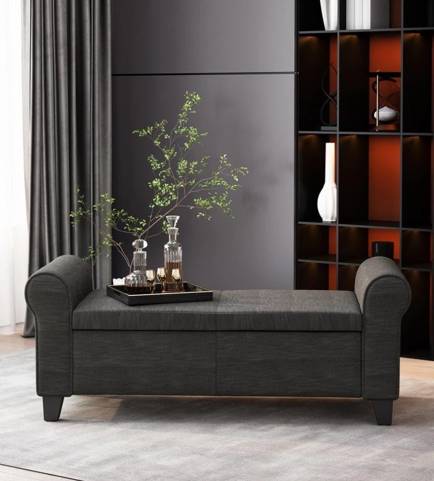 Image of Sofa Couch Poufffe Storage 50 inch Inches Ottoman Tufted roll arm Support Storage Bench Multipurpose Seater for Living Room Guest Room Office