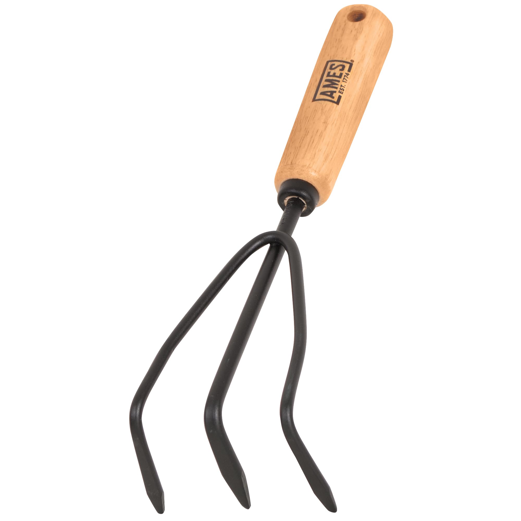 AMES 2446300 Tempered Steel Hand Cultivator with Wood Handle, 11-Inch, Brown