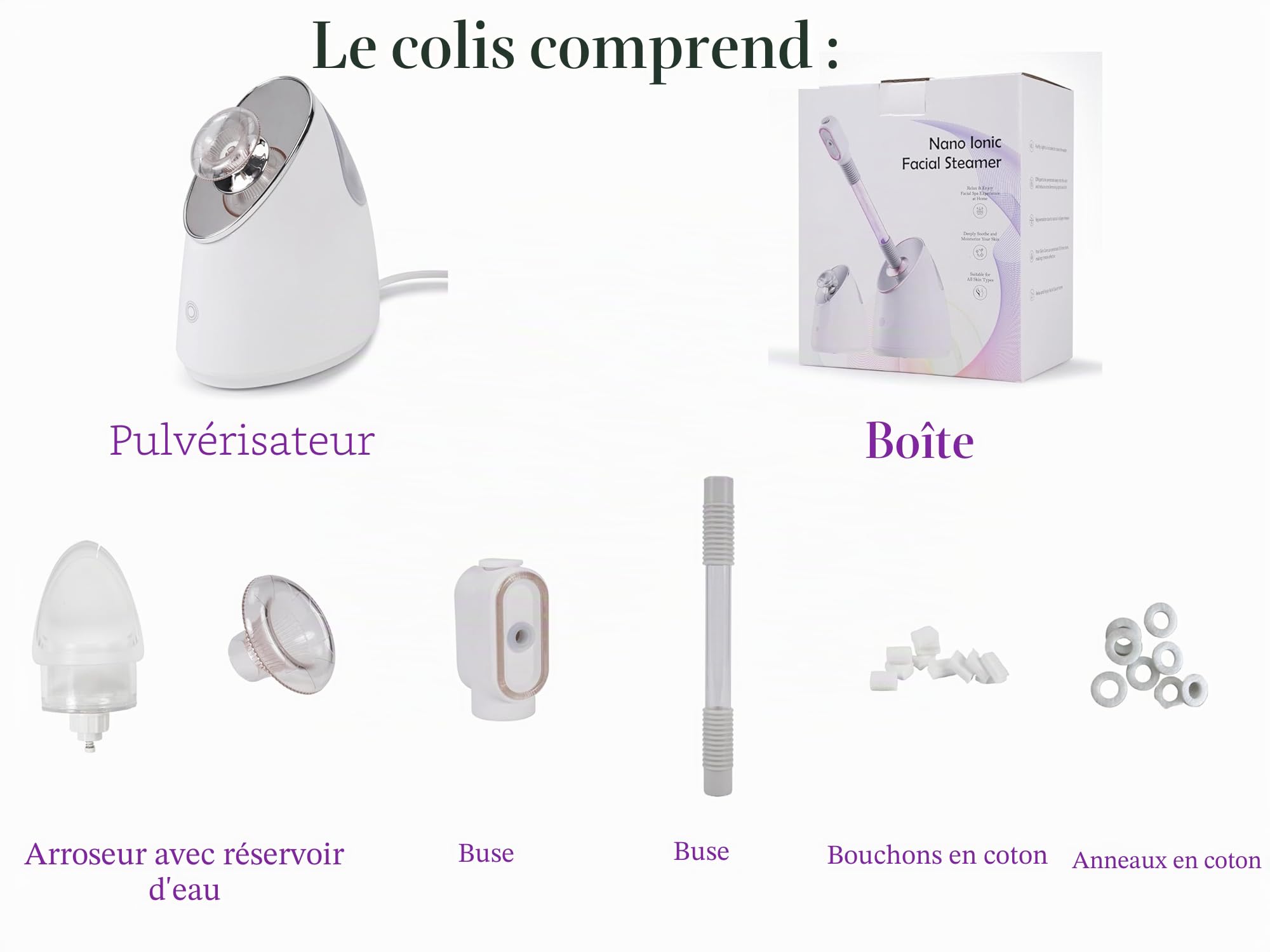 Vaporisateur facial extensible nano ionique 360 degrés humidificateur chaud nettoyage peau spa