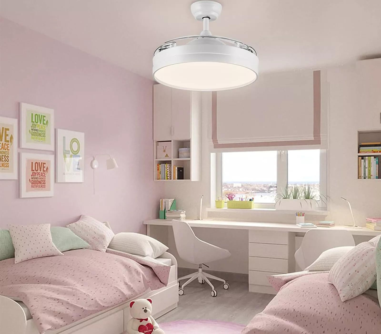 myself 21 SHOP® Ventilatore Da Soffitto Con Luce Pale Scomparsa 72W Lampadario Sospensione con Telecomando incluso Regolabile 3000K 4000K 6500K