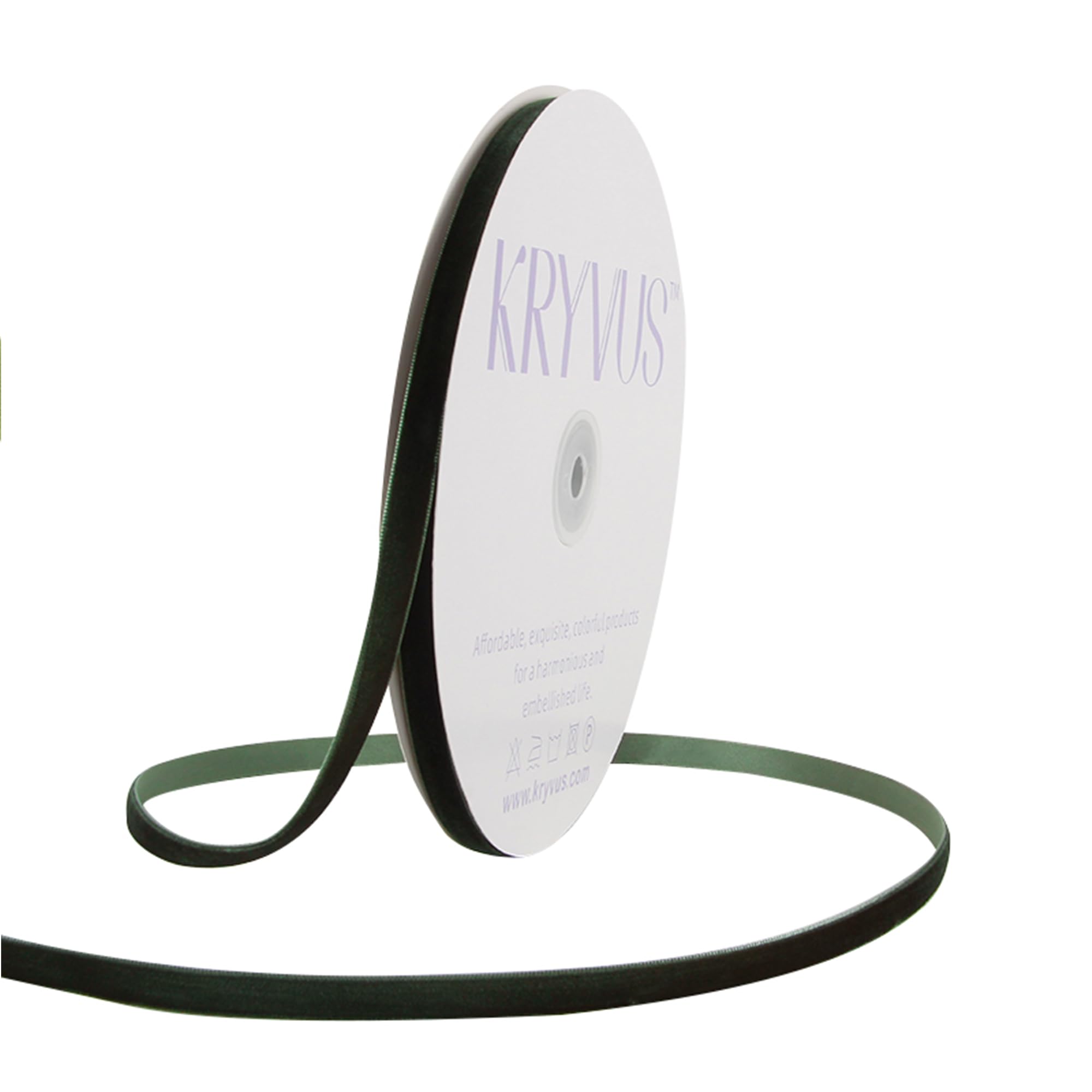 Moss Green Velvet Ribbon 3/8 Inch x 25Yards, Nylon Vintage Velvet Ribbons Perfect for Christmas Decoration, Gift Wrapping, Bow Making, Bouquet Packaging and Handmade Craft