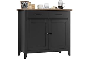 Bob Clearance: Black and Rustic Brown Farmhouse Buffet Kitchen Storage Cabinet