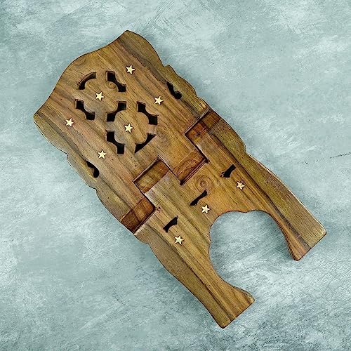 Image of Naayaab Craft Handmade & Handcraft Rehal Sheesham Wood Holy Book Stand Holder for Bible, Geeta, Quran in Folding and Carved Design Book Holder Display Stand - Size (13 Inch)