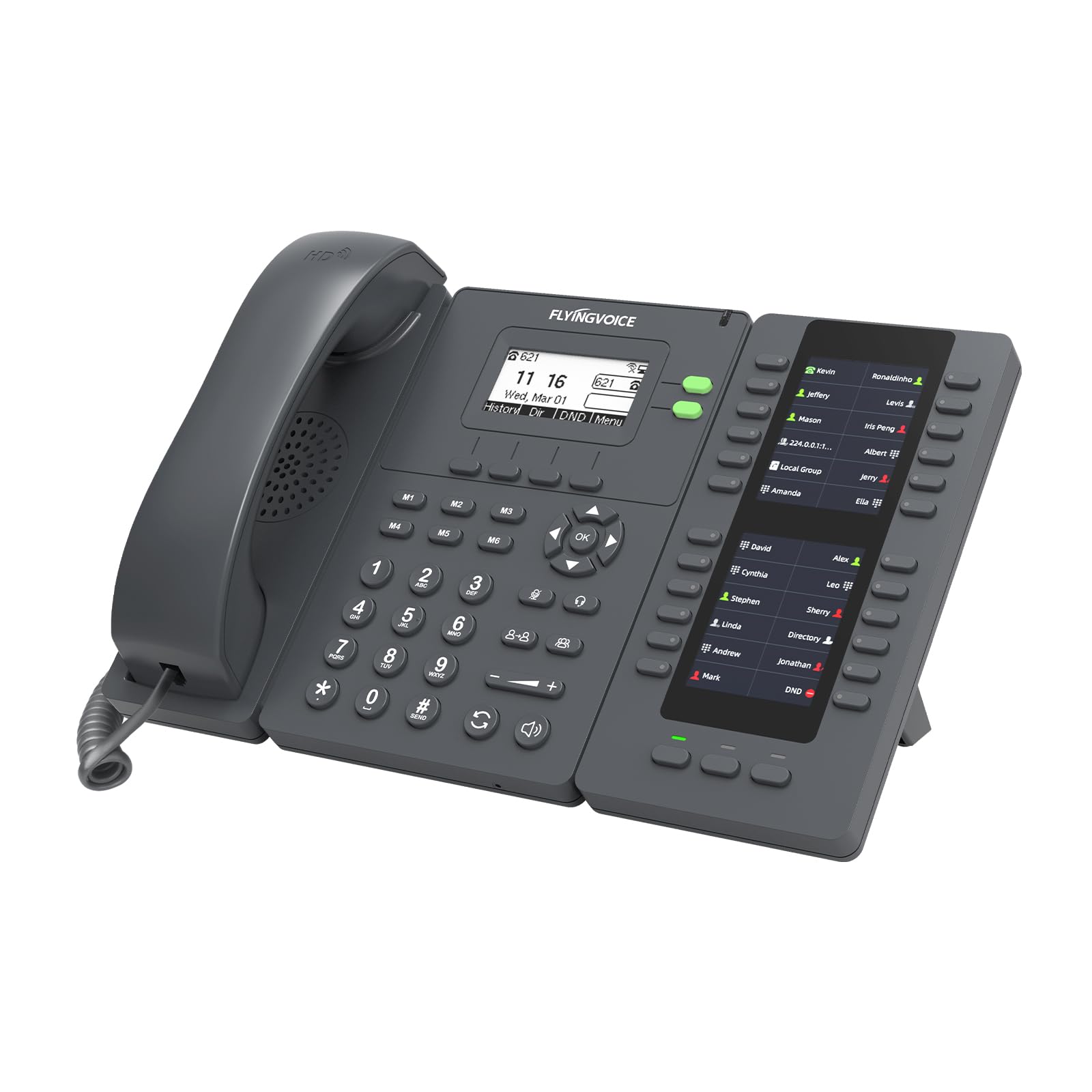 FLYINGVOICE P20P VoIP Phone with P2EXP Expansion Module Bundle, Built-in Wi-Fi Business IP Phone with USB Port, Dual LCD Display Module, IP Phone Set for Reception, Call Center & Office Use