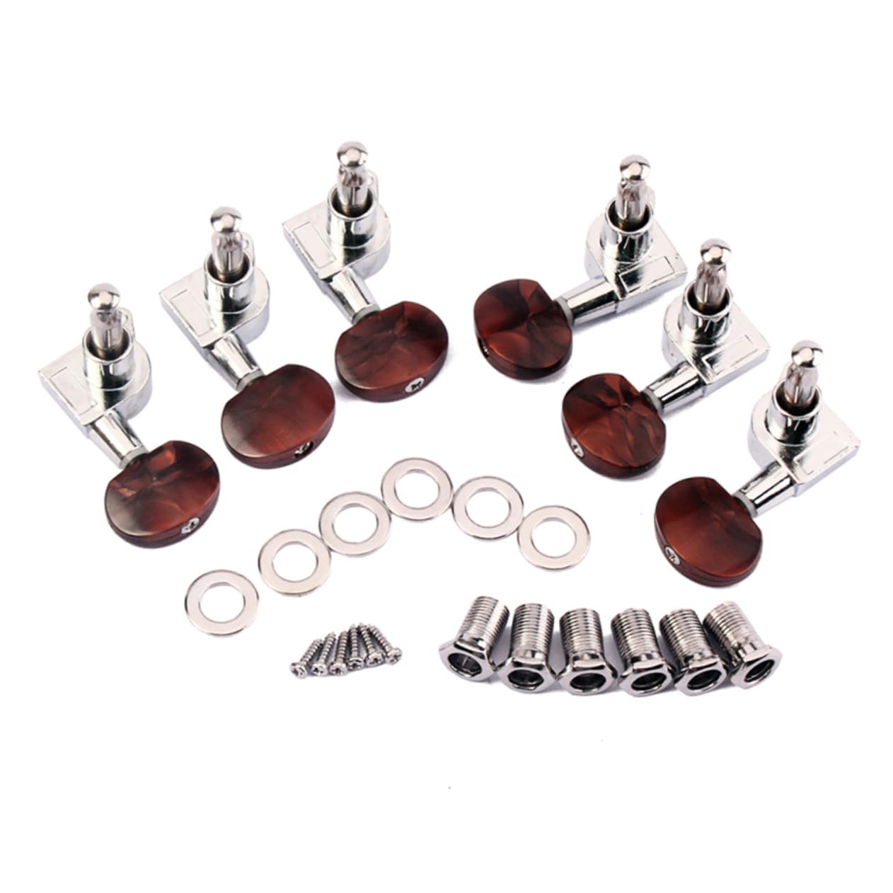 SHOWERORO 3stücke Enthaltenes Stimmmechanik Mit Tuning Pegs Kaffee-plastikknöpfen Für Akustik Gitarre Unterlegscheiben Und Schrauben