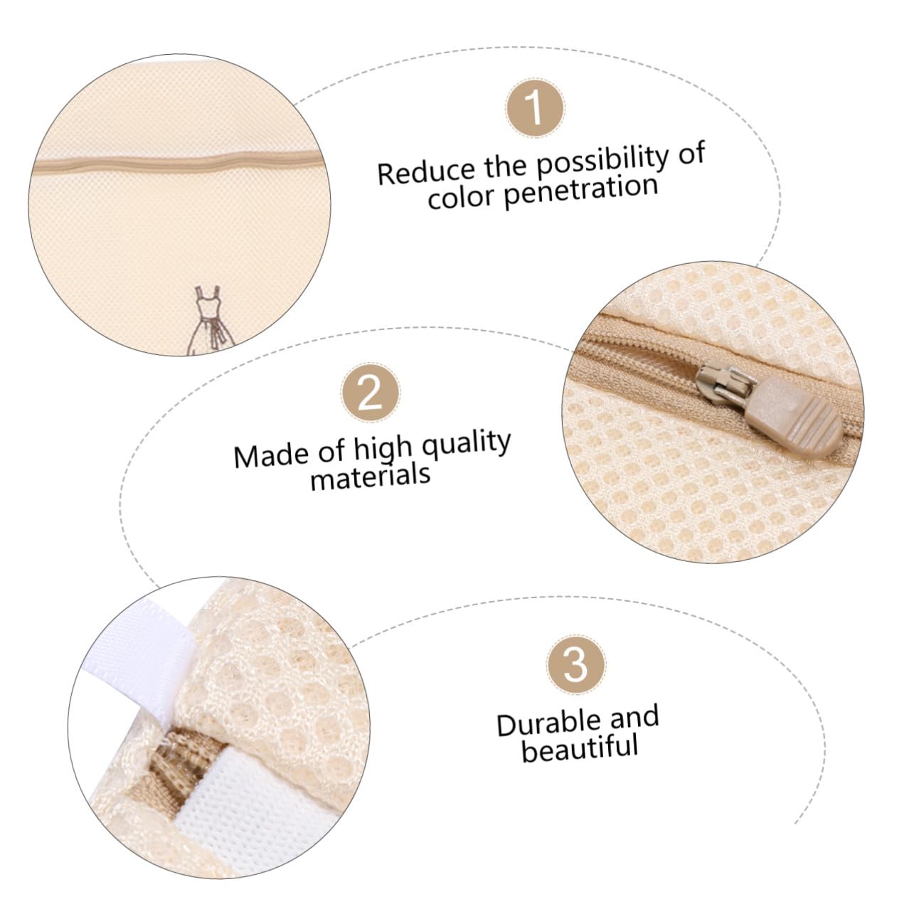 Set di Sacchetti per Biancheria 6 Pezzi in Poliestere | Rete Fine Beige, per Lavatrice e Viaggio, Riduce lo Sbiadimento e Aiuta a Mantenere la Forma