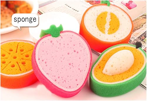 Miniatura 2 de Rosenice - Brochas de baño con forma de fruta, esponjas y esponjas, herramientas de baño para niños, 4 unidades