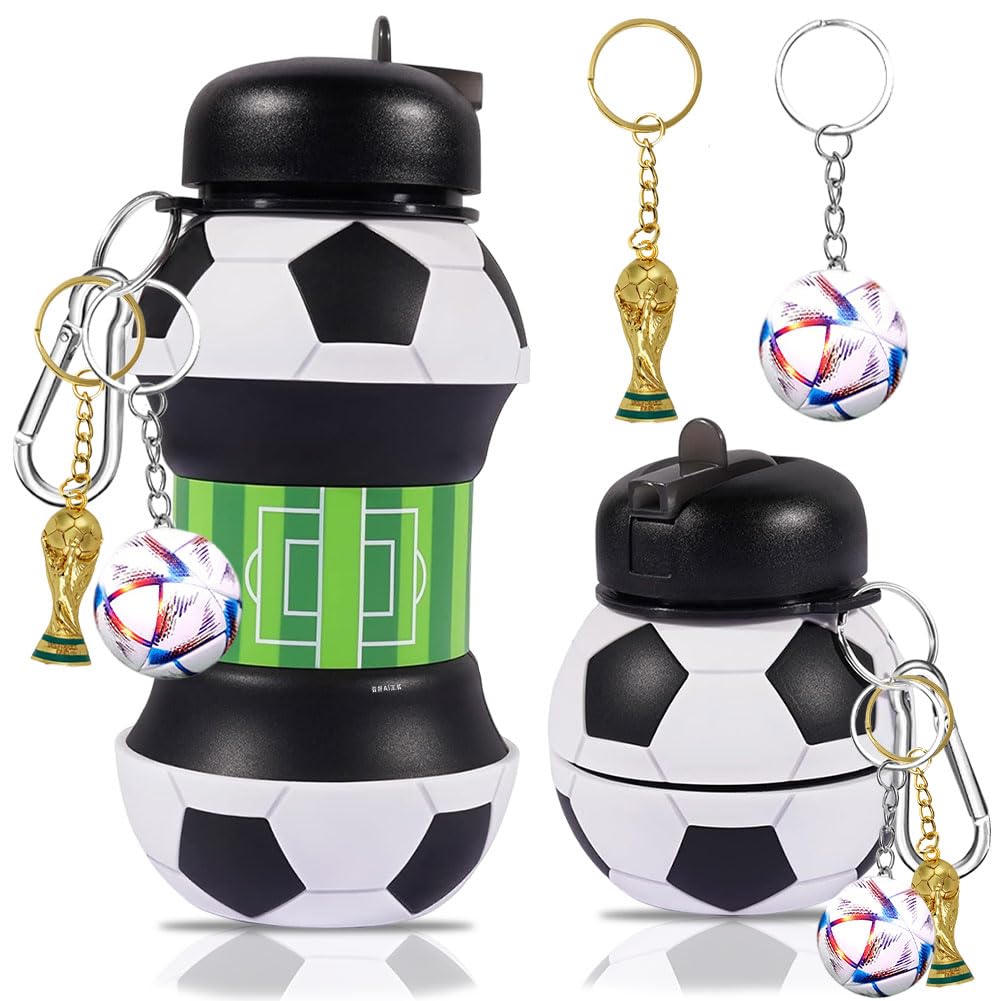 Drinkfles, voetbal, kinderfles, 550 ml, opvouwbare waterfles van