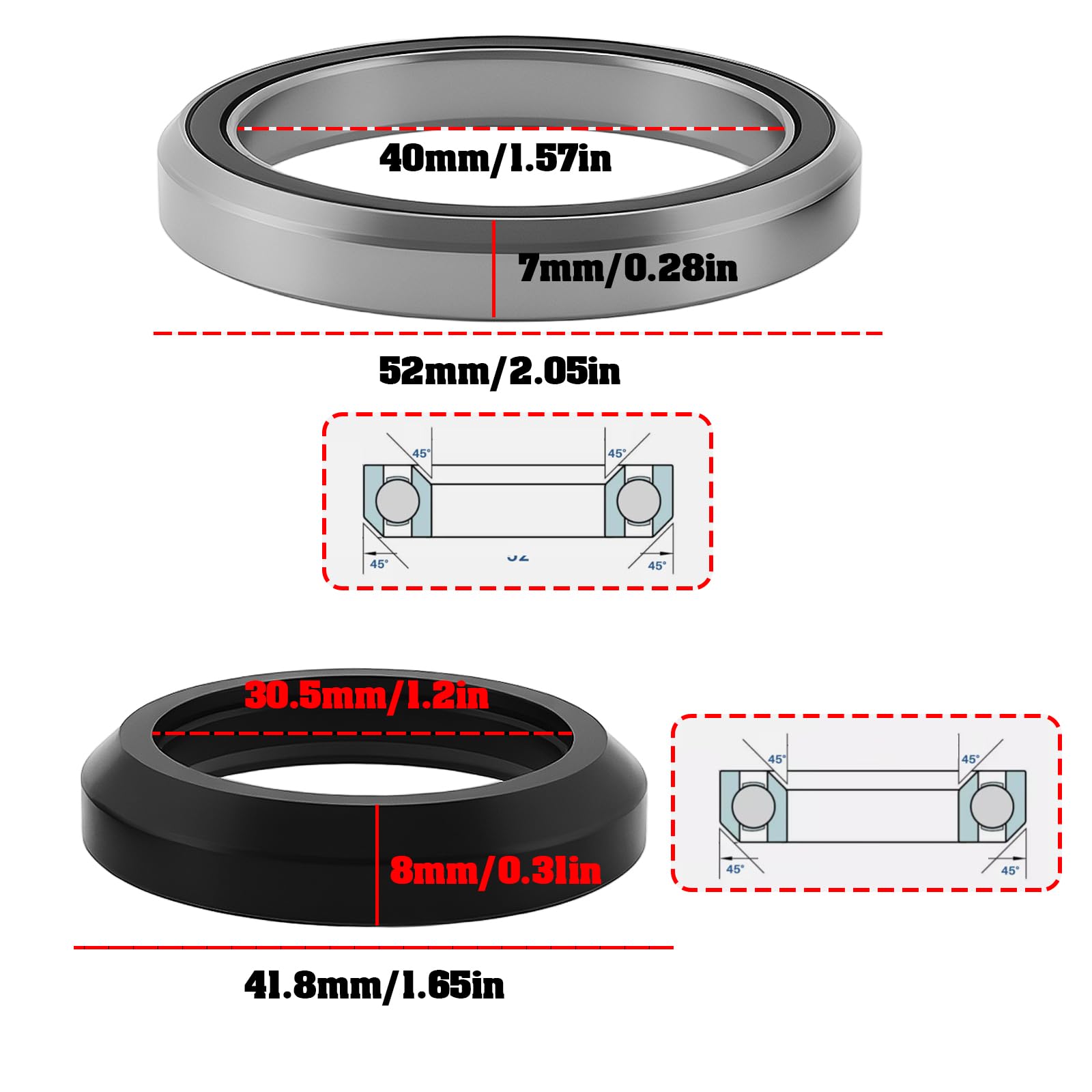 Kit Roulements Pour Casque De Vélo Vitus Energie 2014-2024 - MH-P08F & MH-P16 Acier