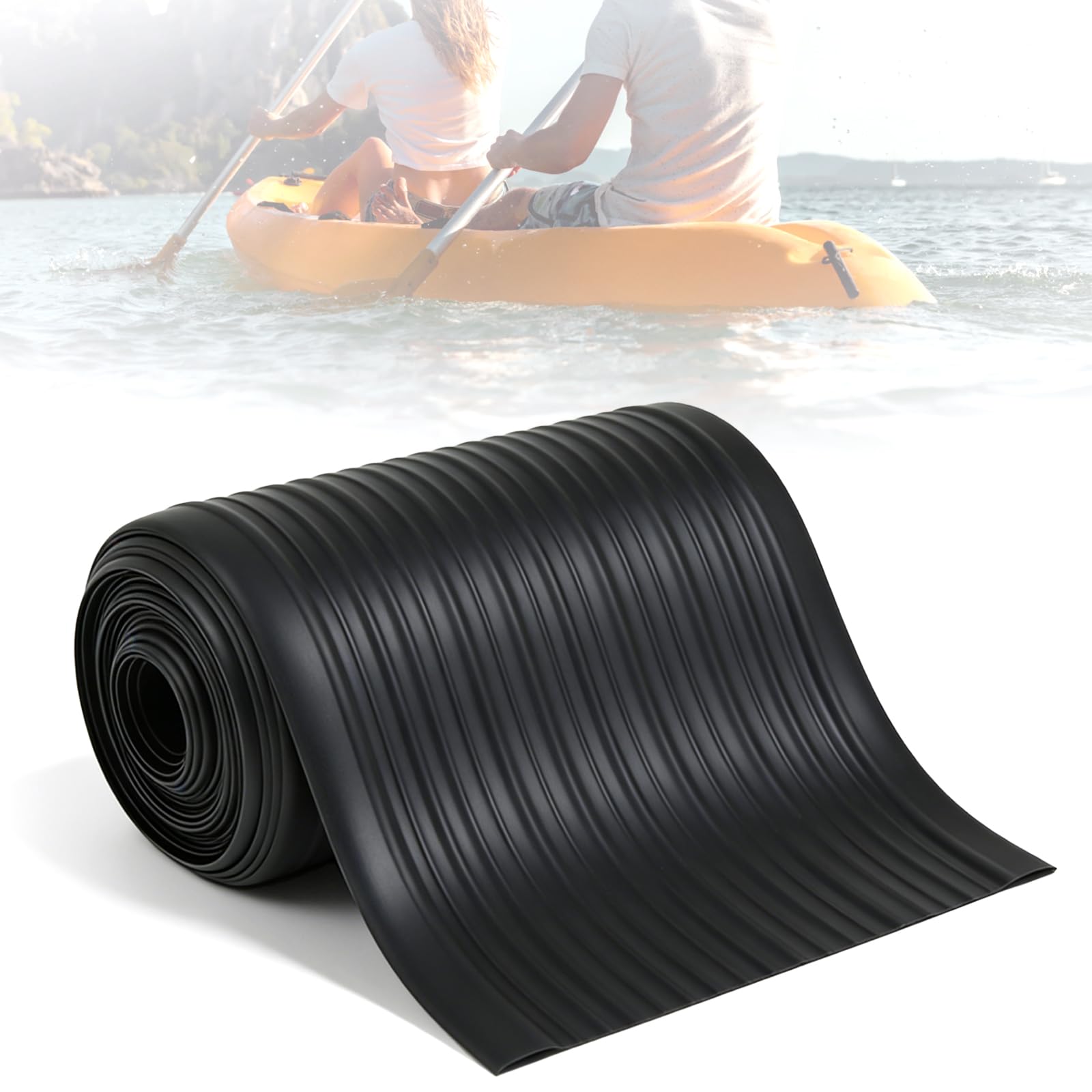 Gummi Schutzstreifen für Kajaks, 5 m x 20 cm Schlauchboot Verschleißstreifen Schwarz Pannenschutz Kaischutz Bootsgummiband für Kajaks Kanus Schlauchboote Schnellboote