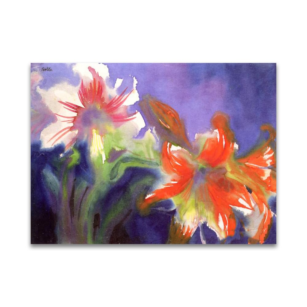 LZ6J8C9 Emil Nolde《Red Amaryllis》Famous Canvas Painting Reproductions.(50x70cm(19.7x27.5in)/Frameless)