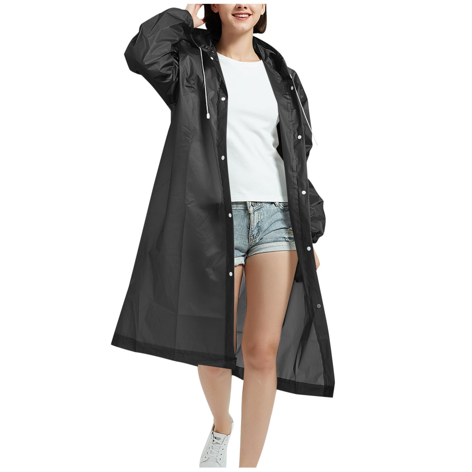 SYDUZAX Veste Longue Femme Grande Taille Manteau Imperméable Femme Vestes à Capuche Manches Longues Veste de Pluie Pour Homme et Femmes Manteau Coupe-Vent de Imperméables Surdimensionné