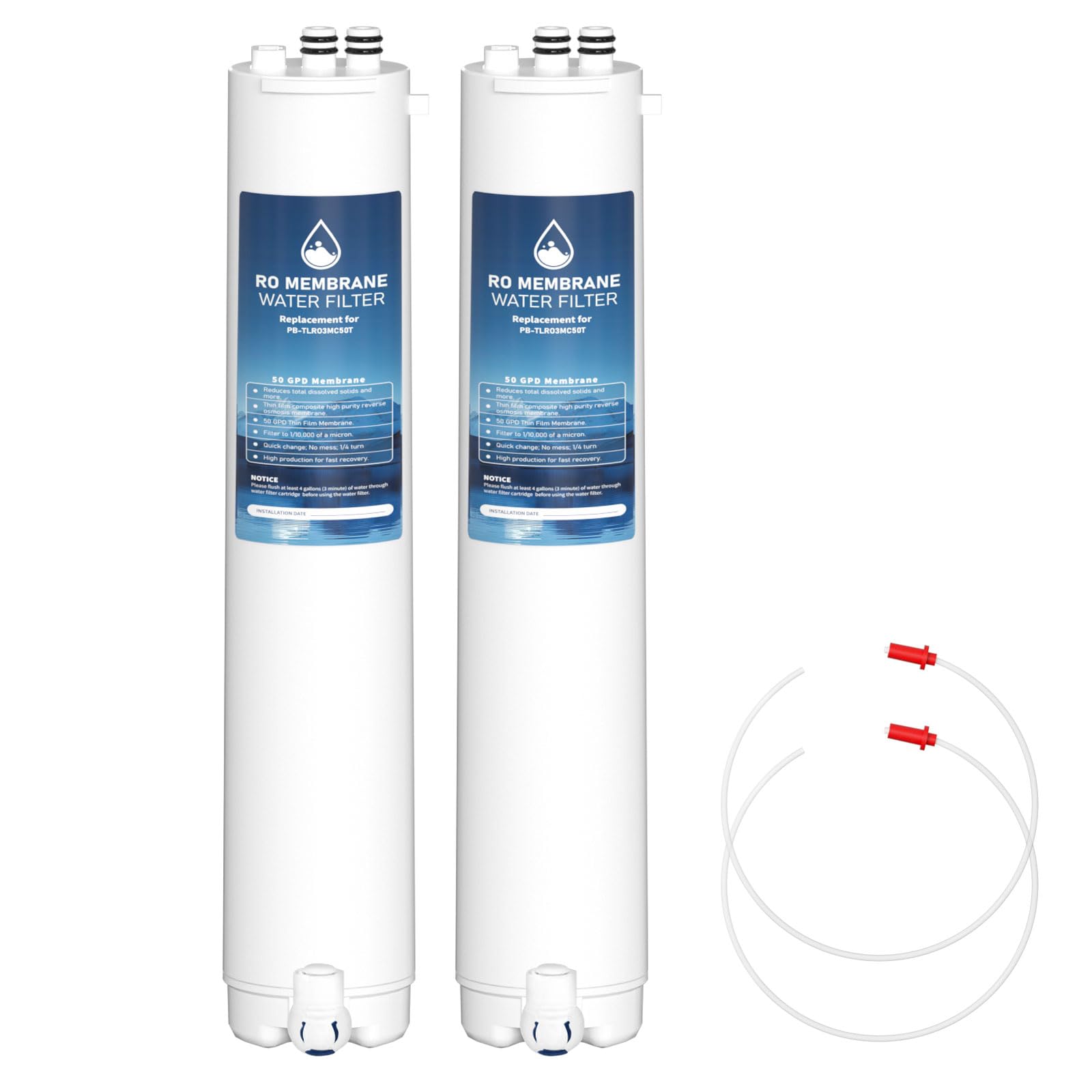 Photo 1 of H2O Stage 3 Membrane Replacement Filter, Compatible with Pure Blue H2O Stage 3 Membrane PB-TLRO3MC50T, 4 Stage PB?TLRO4H50T Reverse Osmosis Water Filtration System (2 Pack)