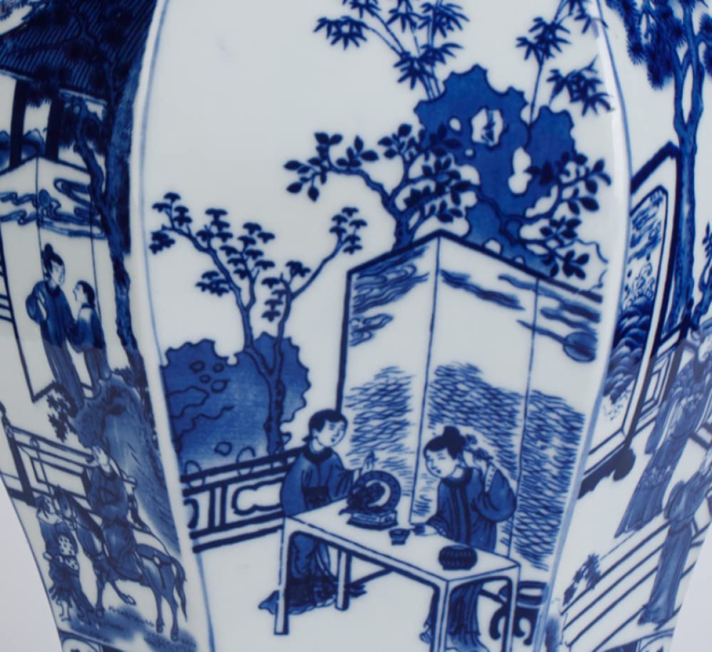 Keramikvasen, Ingwerglas mit Deckel für Heimdekoration, antike Tempelglas-Vase, traditionelle chinesische Porzellan-getrocknete Blumenvasen, Dekoration für Wohnzimmertisch, C: 41 x 21 cm