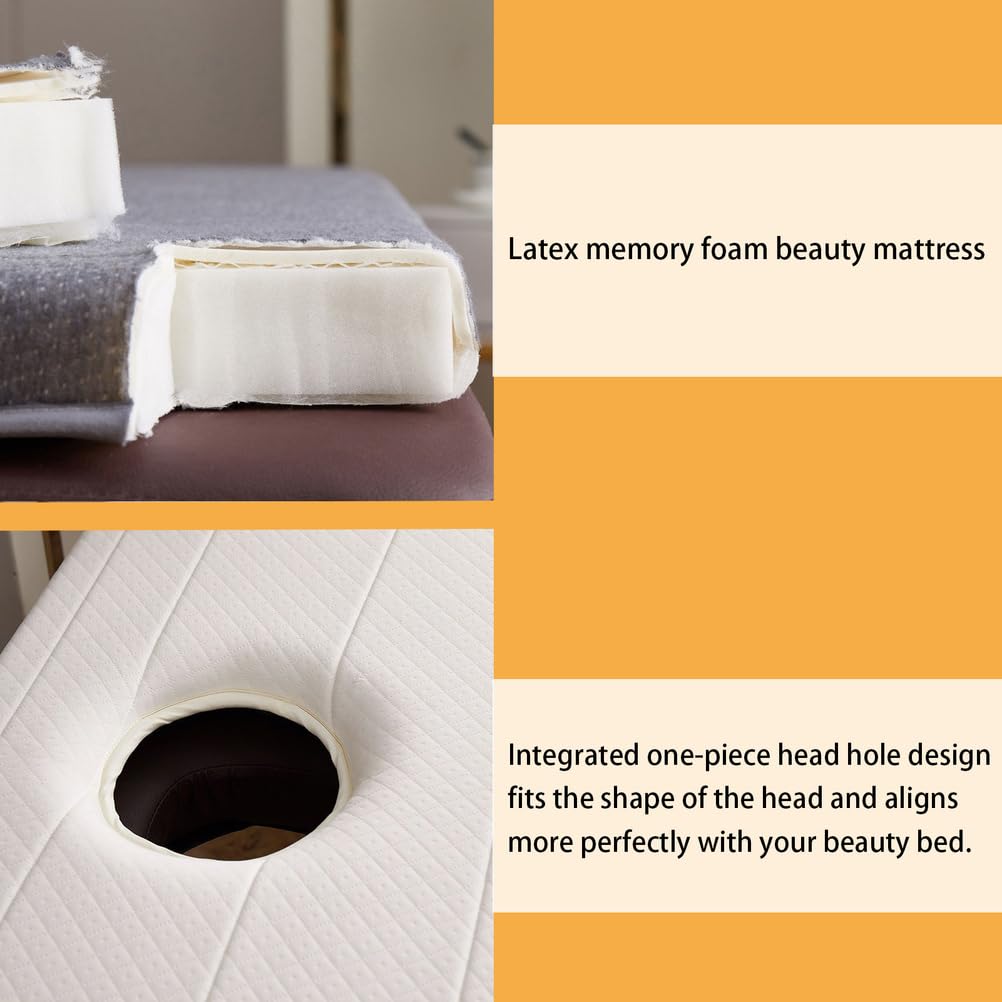 3cm Latex-Memory-Foam-Auflage für Massagetisch mit Gesichtsaussparung – Weiche Kosmetikliege-Matratzenauflage für Schönheitssalon, Spa oder Therapiezentrum,Style 1,80×190cm