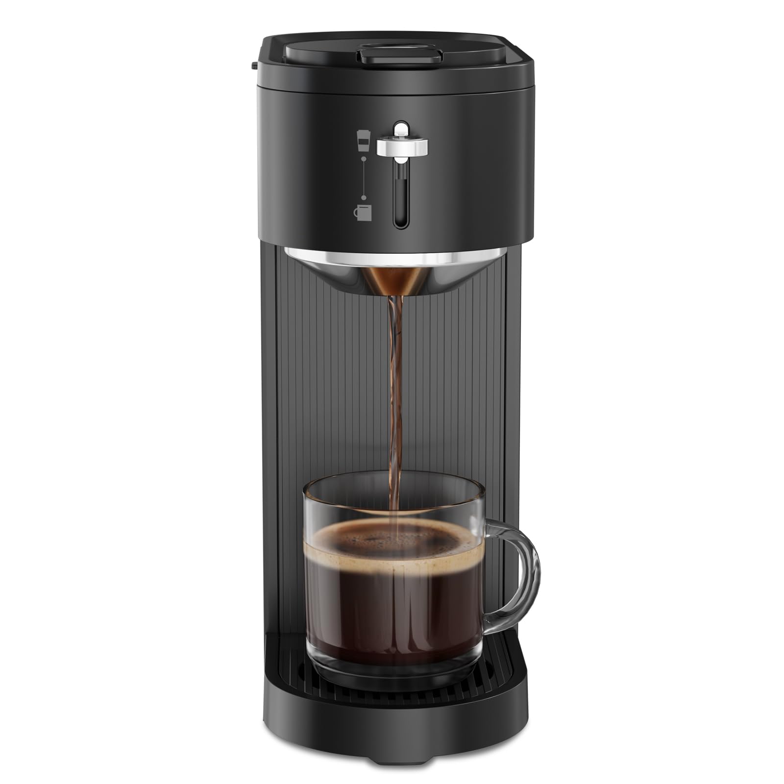 K-mini Single Serve Coffee Maker for K Cup and Ground Coffee - Dual Brew Coffee Machine,Adjustable 6oz-14oz Cup Size, Auto Clean & Shut Off, Compact Design for Home/Office (Matte Black)