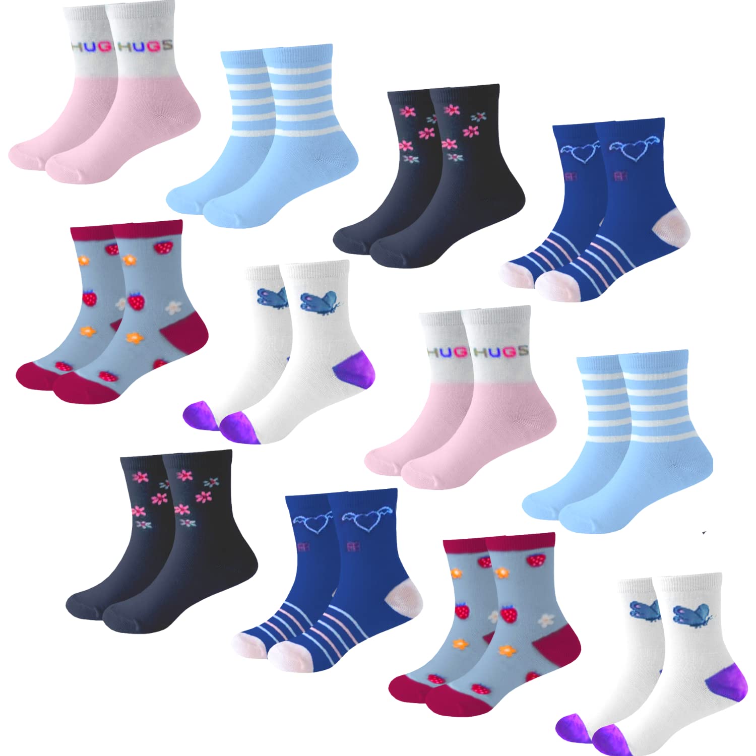 Nakloe 12 pares - Calcetines niña - Calcetines bebe - Calcetines altos niña - Calcetines altos bebe - Calcetines largos niña - Calcetines largos bebe