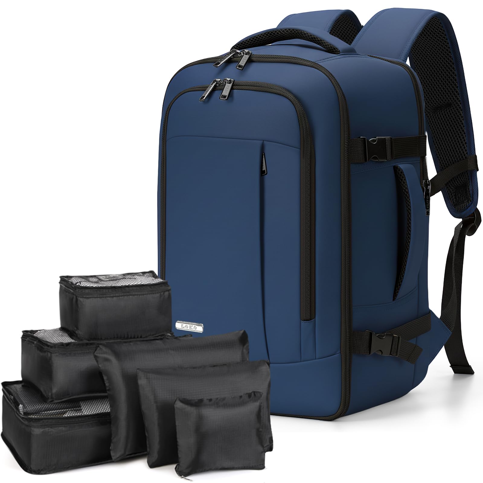 Lekespring Handgepäck Rucksack 40x20x25 cm für Ryanair, Reiserucksack mit 6 Packing Cubes, Kabinentasche für Flugzeug, Business, Arbeit, Weekender & Kurztrip