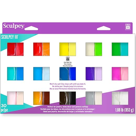 How to Make Handmade Ceramic Jewelry Sculpey III: Polymer Clay: Sampler Pack - (30) 1oz - Oven Bake Clay, 30 Colors, Non-Toxic, Sculpting, Create Jewelry & Crafts Projects, Art Supplies