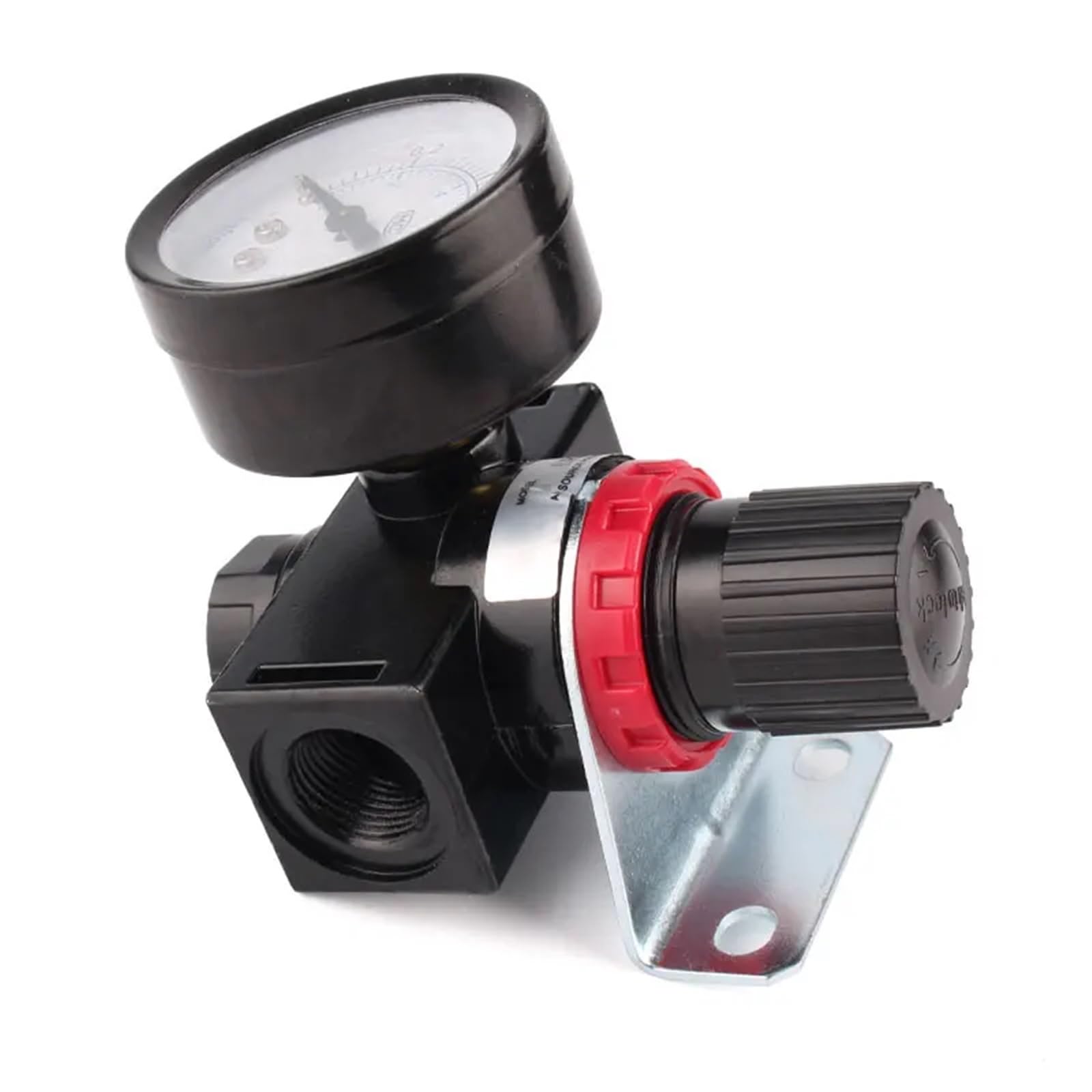 1 Uds BR200 BR3000 BR4000 regulador de presión de aire 1/4 "3/8" 1/2 "BSPT con manómetro y válvula de alivio de presión de soporte (Color : BR2000 SM20PM20)
