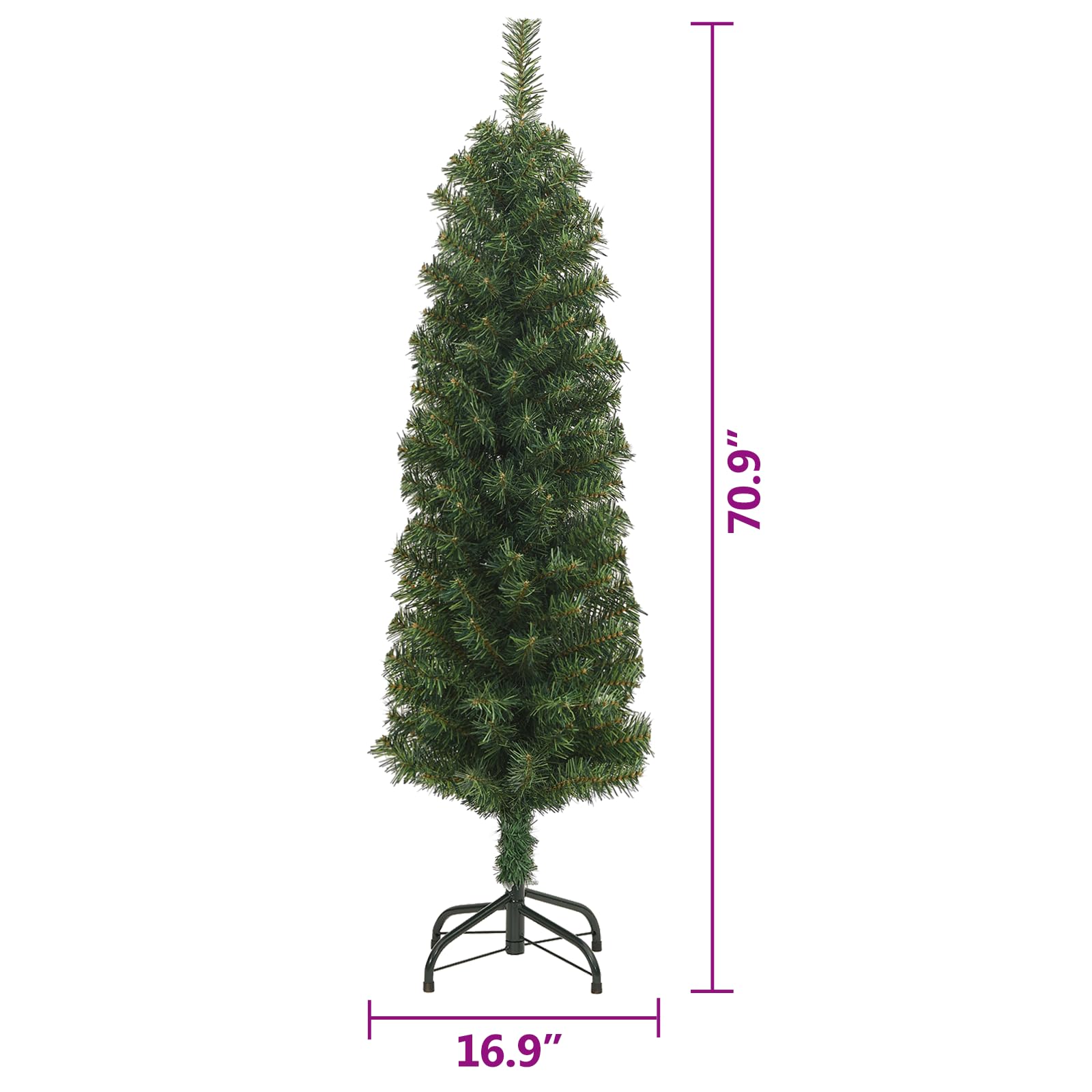 Sapin de Noël artificiel mince avec support vert 150 cm PVC
