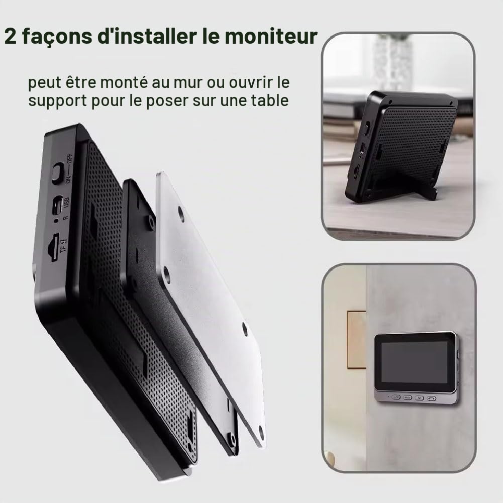 GUSHE Caméra sans Fil pour Sonnette: résolution 1080P, Angle de Vision de 170°, écran de 4,3 Pouces, Indice d'étanchéité IPX65 pour extérieur, Fonction de Vision Nocturne, X8 Sonnette avec Camera