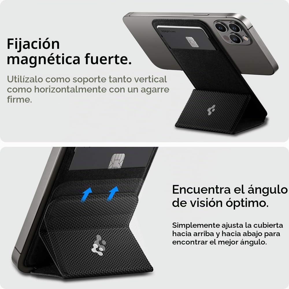 Spigen Cartera MagSafe Smart Fold MagFit Tarjetero Magnético Compatible con iPhone 17/16/15/14/13/12 MagSafe Wallet - Negro