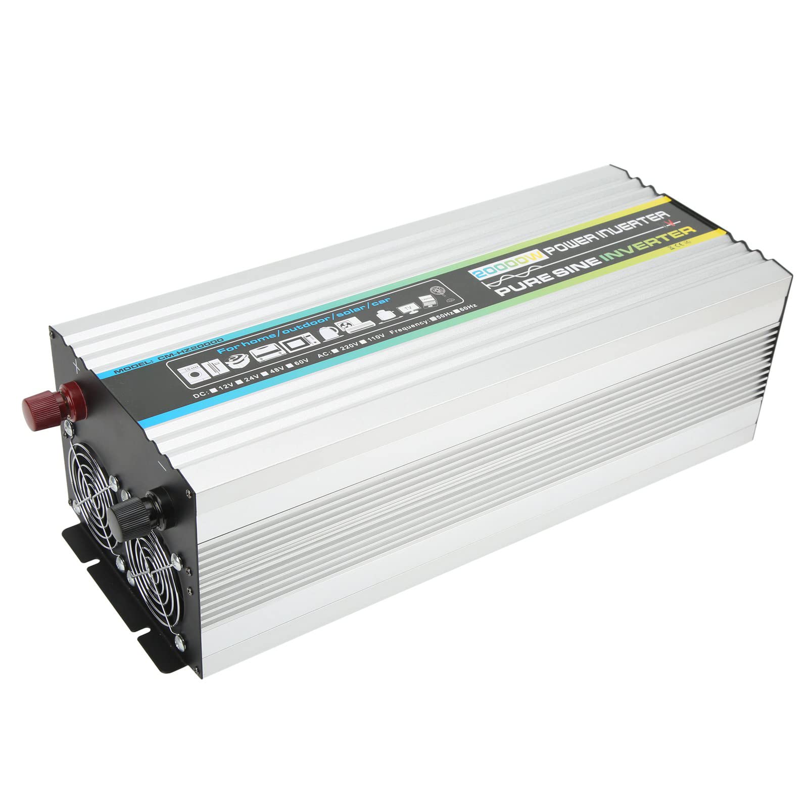 Changor Inverter a Onda Sinusoidale Pura da 4000 W con Controllo Intelligente della Temperatura per, Barche e Applicazioni Solari Lega di Alluminio 17,2x7,1x5,3 Pollici (DC48V)