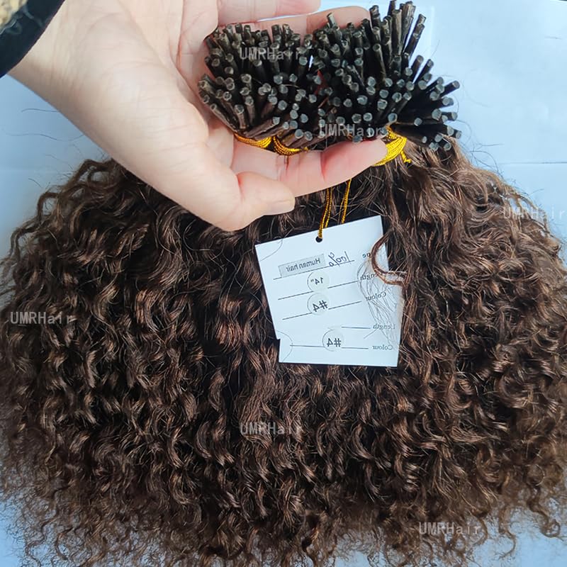 Dark Brown I Tip Human Hair Loose Curly Pre Bonded Keratin Stick In Hair Extensions 100g 80strands Cold Fusion I Tip Hair Extensions Real Hair Beaded Extension 16inch