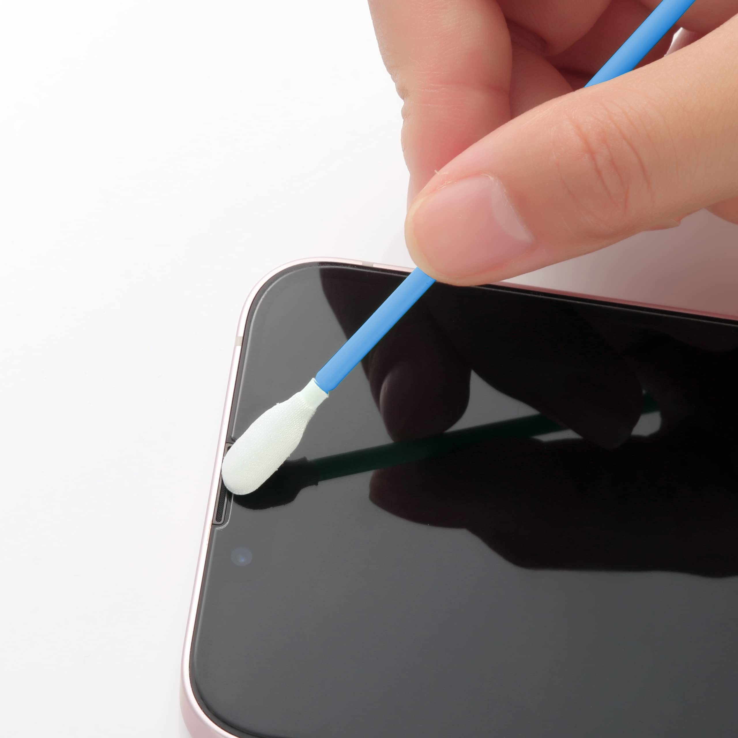 AAwipes Hisopos de limpieza de microfibra sin pelusa con mango largo (100 unidades, 6.3 pulgadas, cabeza azul de 6.8 mm), palitos multiusos con puntas de microfibra (A857A azul)