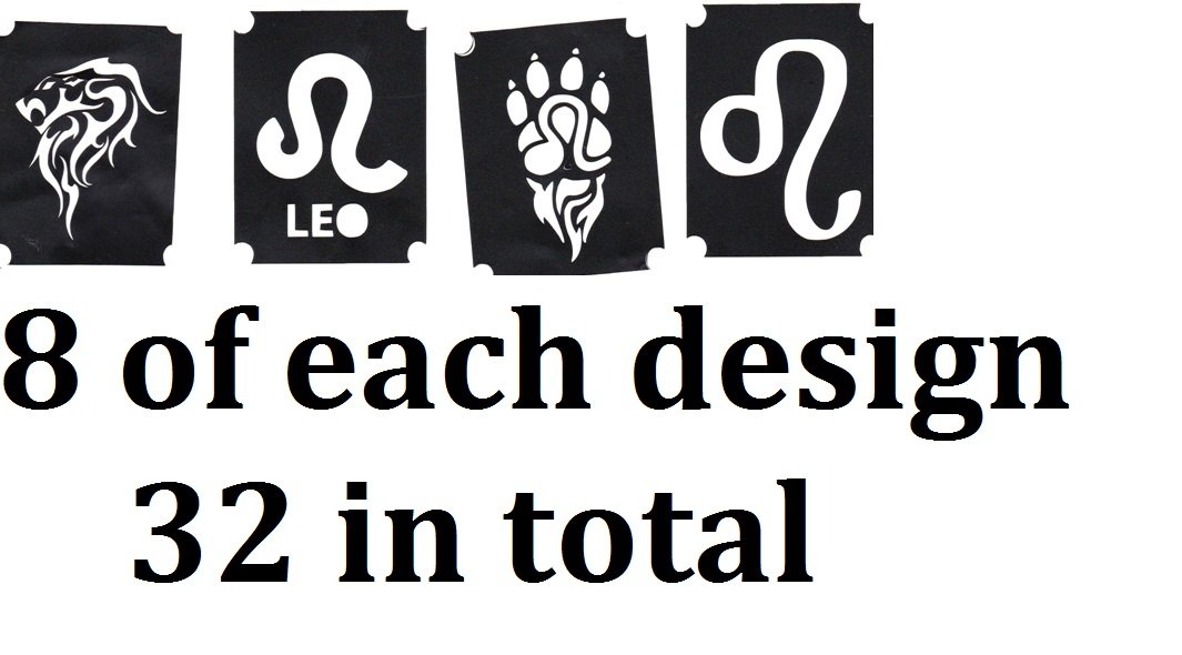 Leo Zodiac Awareness Collection (32 Tattoo Glitter Airbrush Stencil Leo)