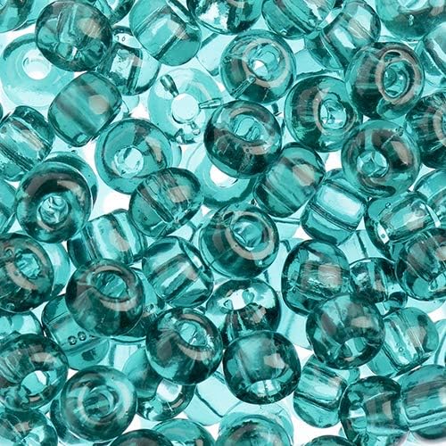 Preciosa Czech Seed Beads 32/0 (8mm) Transparent Teal - 250g Bulk Bag Beads for Jewelry Making and Crafts