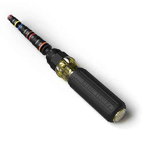 Klein Tools 32914HD 14-in-1 Impact Rated Flip Socket Set, SAE and Metric Sizes, Magnetic Socket Set with 12 Hex Drivers and Bit Holder, Cushion-Grip Handle