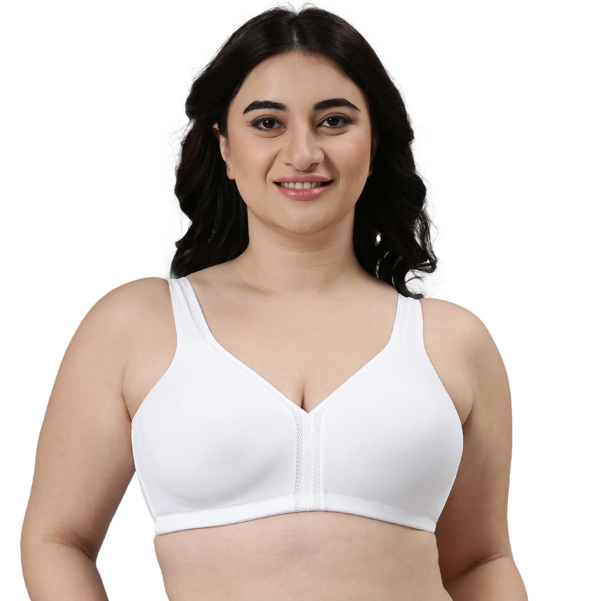 enamor Women's Synthetic Everyday Fashion Bra - Non-Padded, Non-Wired, Full Coverage, Plunge Neckline and Plush Side Support for Ultimate Comfort and Lift-picture-29
