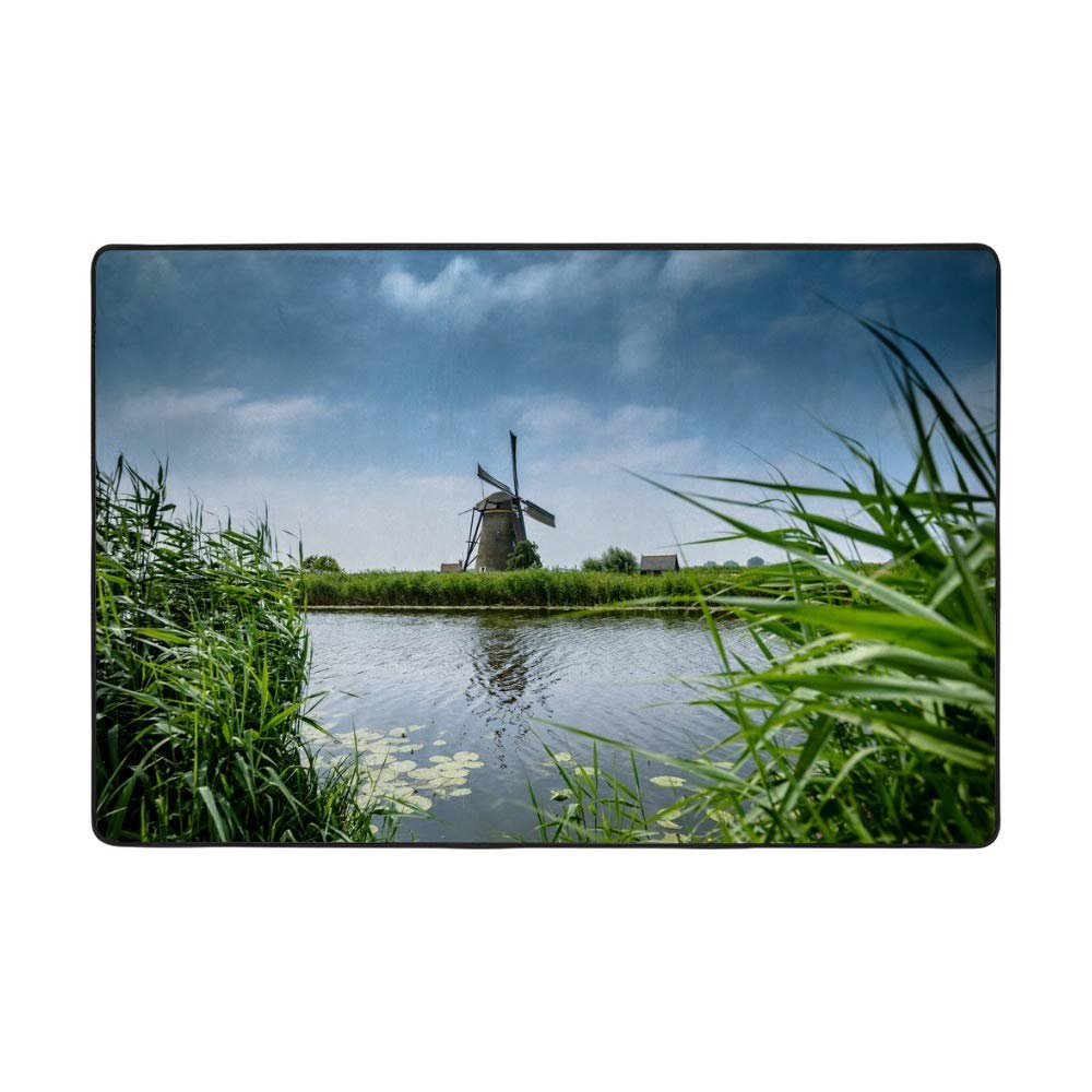 Tapis super doux motif moulin à vent CHEHONG grand tapis velours corail sans perte