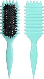 jefuzh Curl Defining Brush for Curly Hair - 3-in-1 Wild Boar Bristle Detangler & Styler Reduces Frizz & Pulling, 9.4"