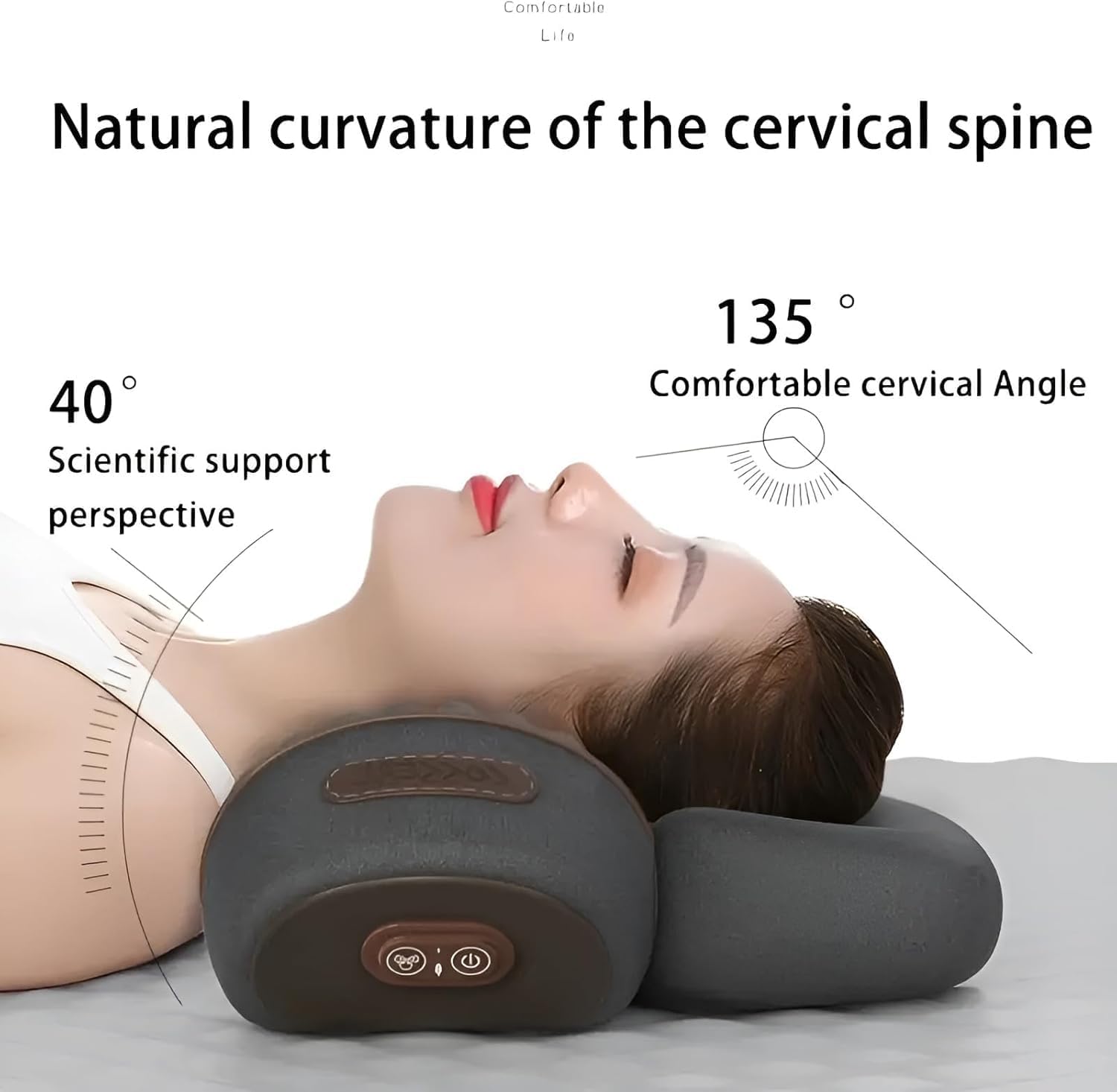 Cervicalm Spinea, Masseur Cervical 3 en 1 avec Chauffage, Vibration, Design Ergonomique - Intensité réglable pour Soulagement Efficace Douleurs Musculaires Profondes (Gris)