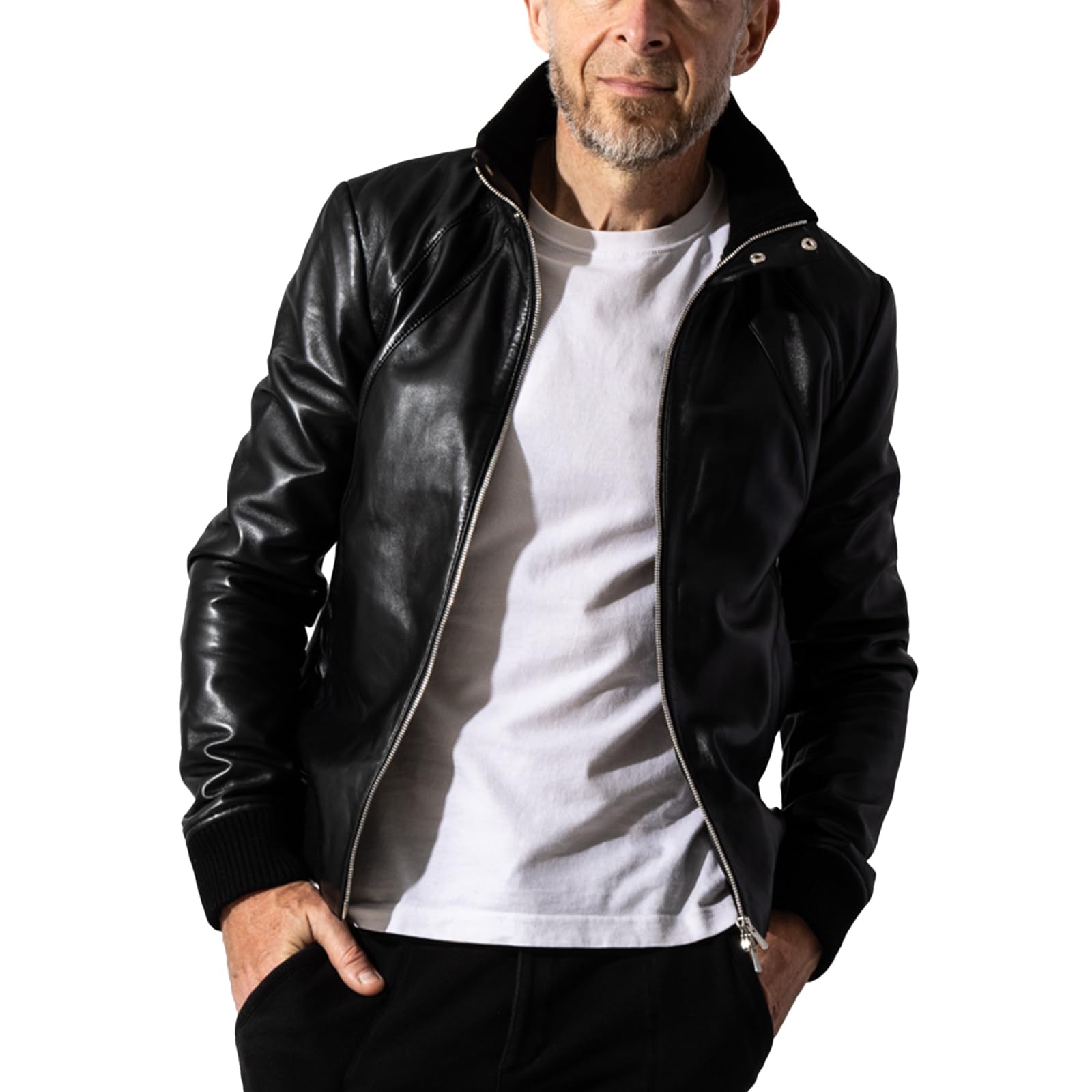 Amazon | [Liugoo Leathers] 本革 レザージャージ トラックジャケット