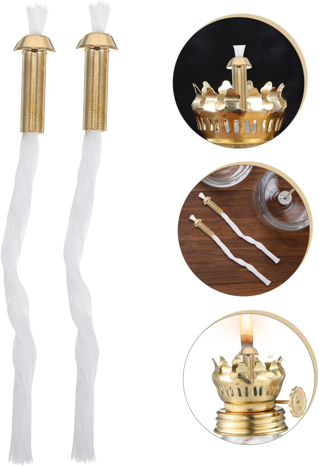 2pcs Sturdy Copper Tube Wick for Candle Lamp Burners Replacement for Oil Lamps Smooth Wick Burning and Stability
