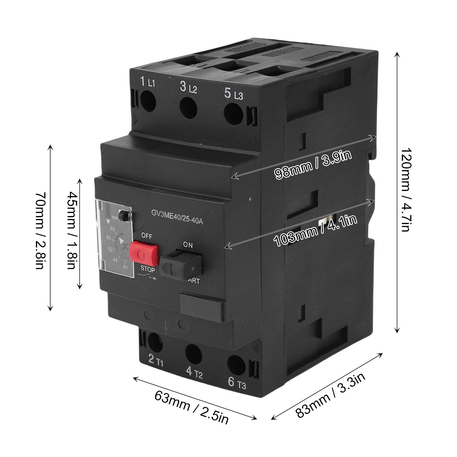 Disyuntor de Protección del Motor Disyuntor del Motor Magnético Térmico Montaje en Riel de 35 Mm Botón de Arranque del Manual con Material Retardante para AC-3 Clase
