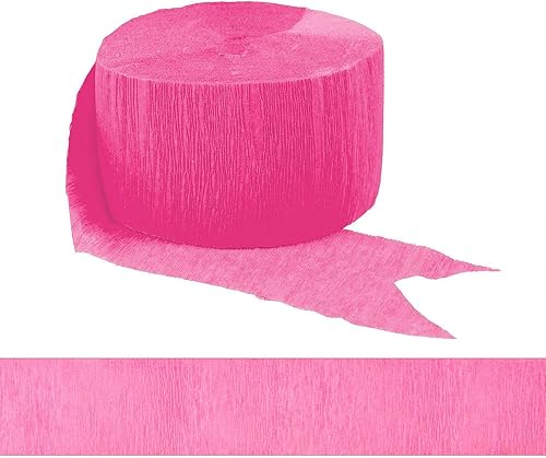 Rollo de papel crepé rosa brillante, 81 pies (1 unidad), ideal para impresionantes manualidades, decoración de fiestas y más