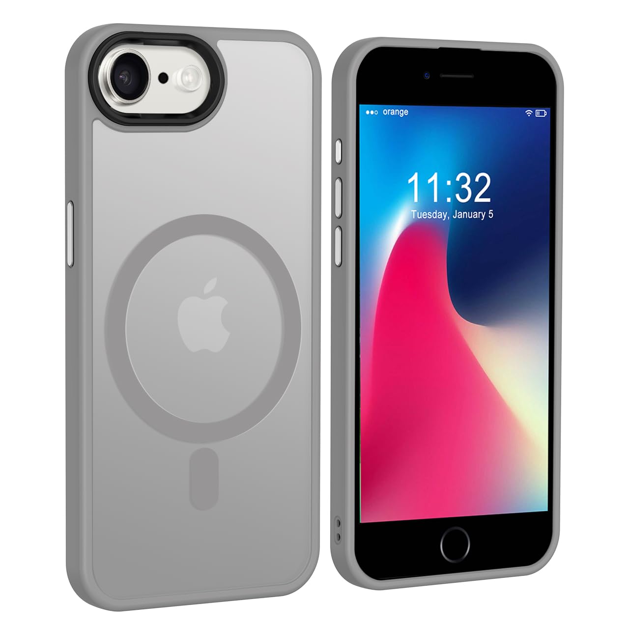 tigratigro Custodia Per iPhone, Compatibile con Mag-Safe,Traslucida Texture Opaca, Flessibile e anti-impronta,Consistenza simile alla Pelle (Argento, iPhone SE 2022/SE2020/ 8)