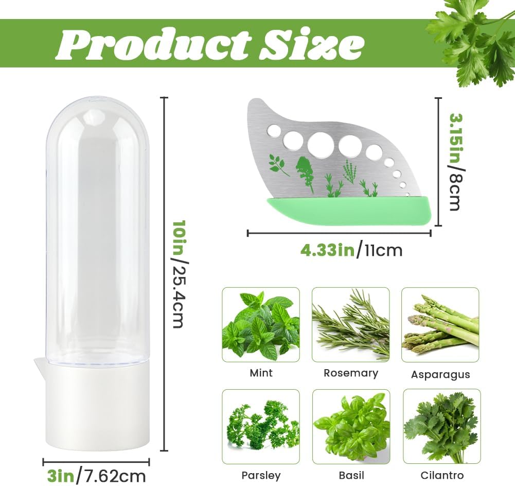 Herb Saver for Refrigerator With Herb Stem Stripping Tool,Herb Keeper & Cilantro Container,Vegetable Preservation Bottle for Cilantro,Parsley,Mint,Keeps Greens for 2-3 Weeks(3PCS)