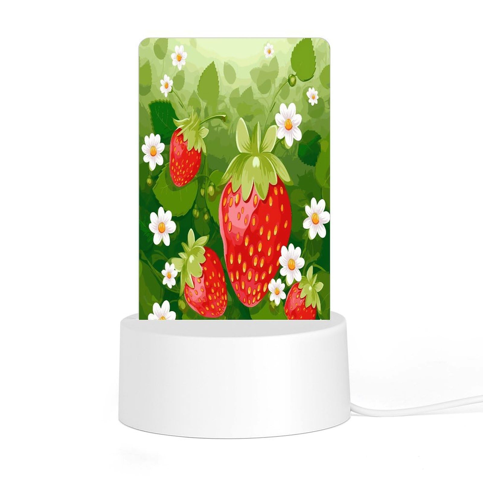Adfgyerh Style Strawberry And Flower Night Light Acrylic Material Easy Installation, Home Decor Usb Interface Power Supply, Lamp For Restaurant Bar Cafe Room Decor