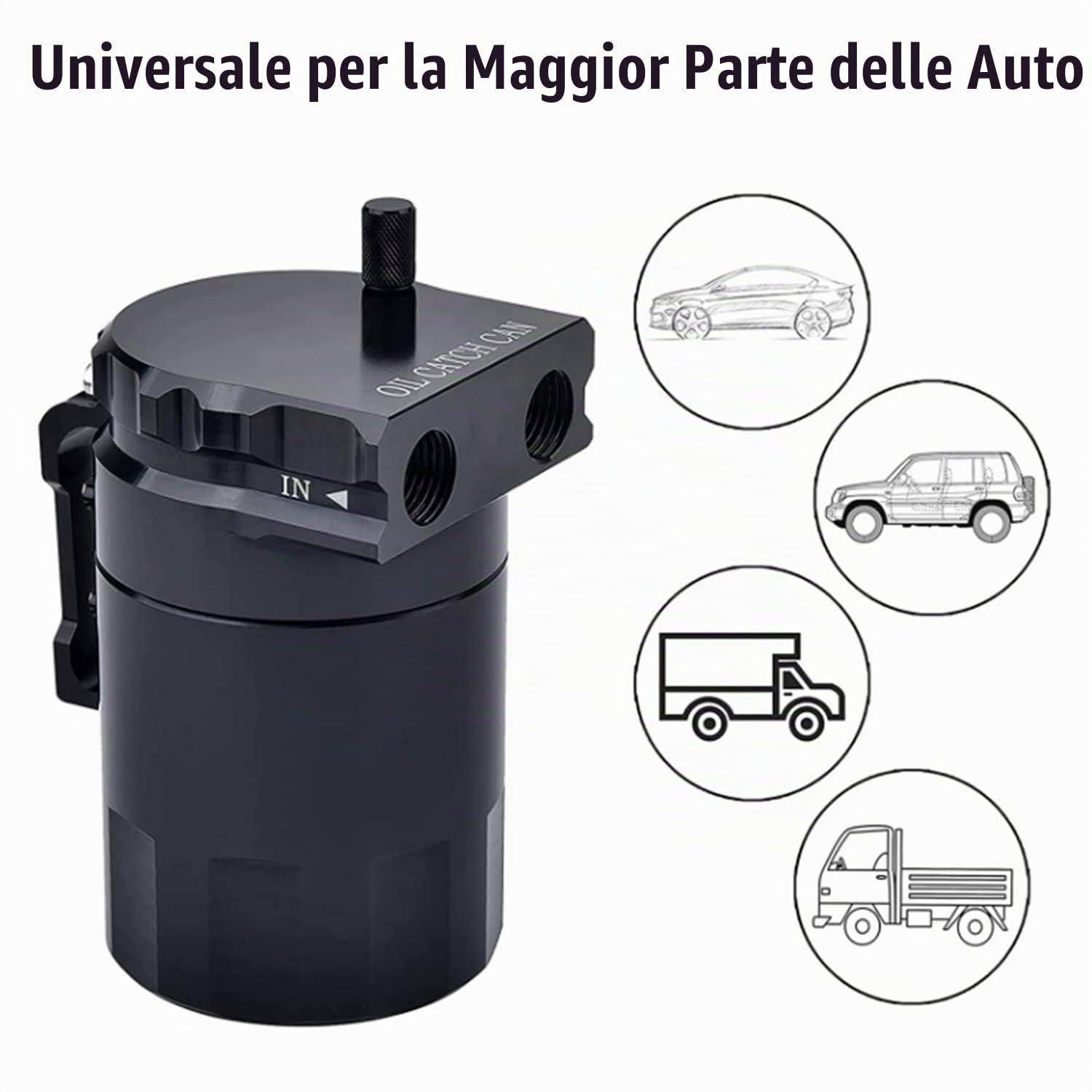 Decanter Vapori Olio per Auto 300ml Serbatoio di Raccolta dell'olio in Alluminio Universale Contenitore per Olio Motore con Filtro dell'aria Serbatoio del Carburante Veicoli (Nero)