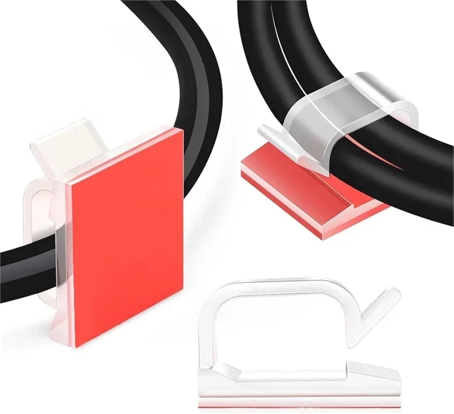 Adhesive Cable Clips 50Ppcs Adhesive Cable Wire Clips Clear Outdoor Management Organizer Cord Holder For Under Desk Car Wall TV for Under Desk