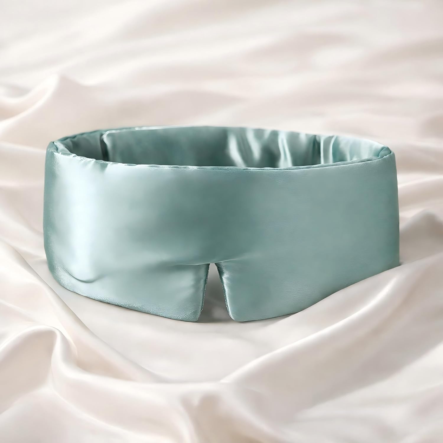 100% Pure Mulberry Silk Sleep Mask – Luxury Ultra Soft Light Blocking Eye Mask with Face-Hugging Fit & Adjustable Strap for Deep Sleep, Travel & Relaxation (Blue Belle)