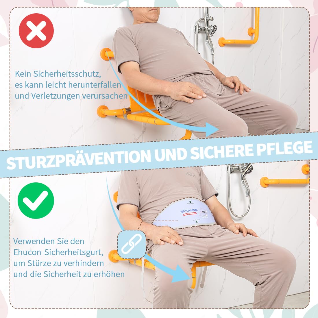 Asiento de silla de ducha para ancianos cinturón antideslizante, correa de hebilla de banco de baño universal, accesorios de cuidado para pacientes discapacitados, prevención de caídas
